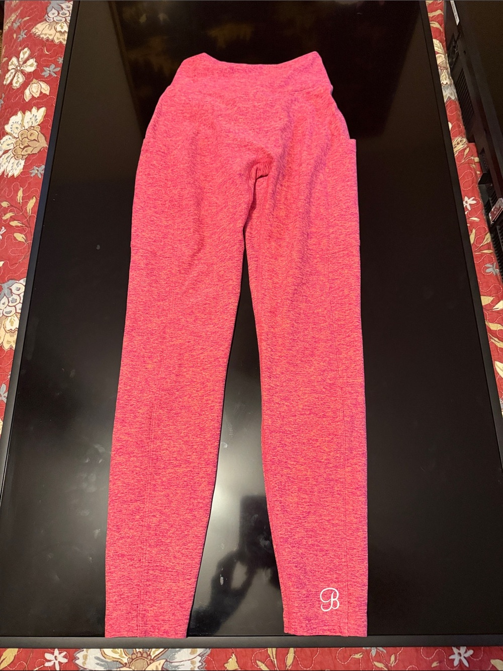 Bombshell Sportswear Heathered Pink Girls' Active Leggings with Script B